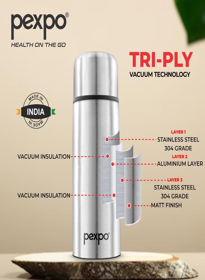 PEXPO Flip Pro 750 Hot & Cold | Vacuum Insulated Stainless Steel Flask - 730ml | Silver |Steel Bottle|Leak Proof|Travelling|School & Trekking|Office|Gym - Image 5